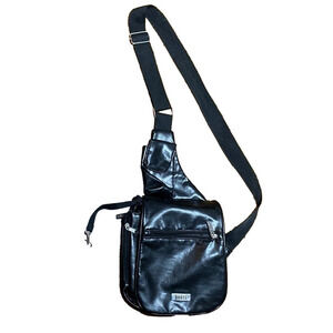 🌹 Roots🌹 Black Leather Vintage Crossbody Messenger Bag